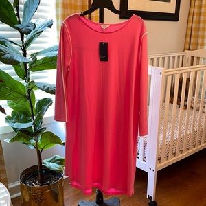 Crown And Ivy Preppy Pink Cotton Dress with Piping Women Size XL 3/4 Sleeves NWT